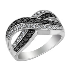 1/4 Carat (ctw) White and Black Diamond Infinity Ring in Sterling Silver product